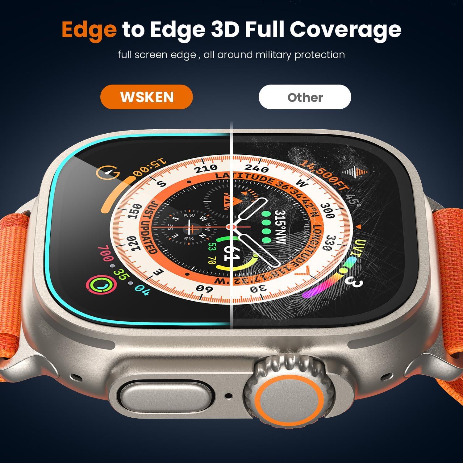 WSKEN Apple Watch Ultra 2 49mm Schutzfolie Volle Abdeckung Panzerfolie HD Display Blasenfrei