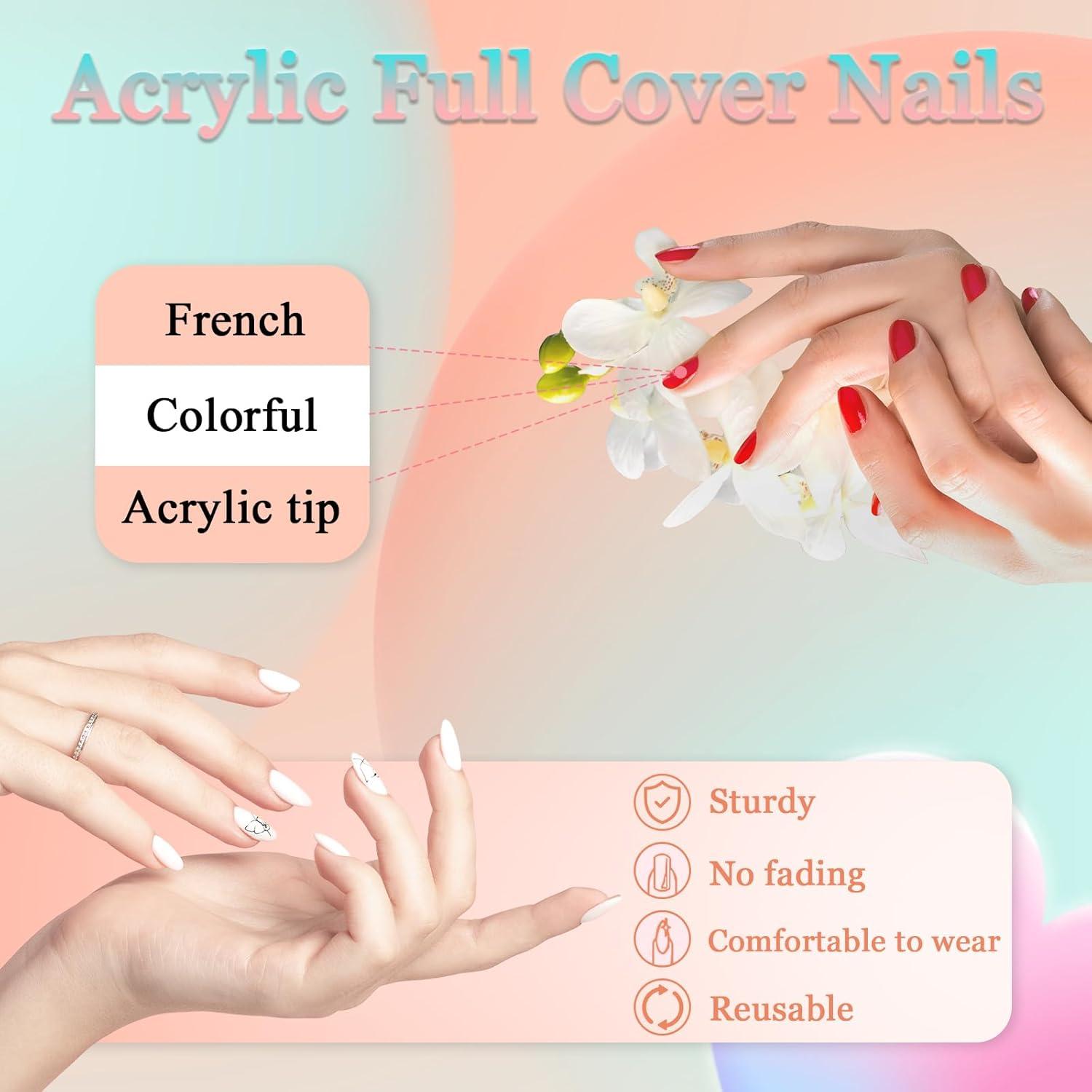 24er Set Press on Nails Square Nude Französische Fake Nails