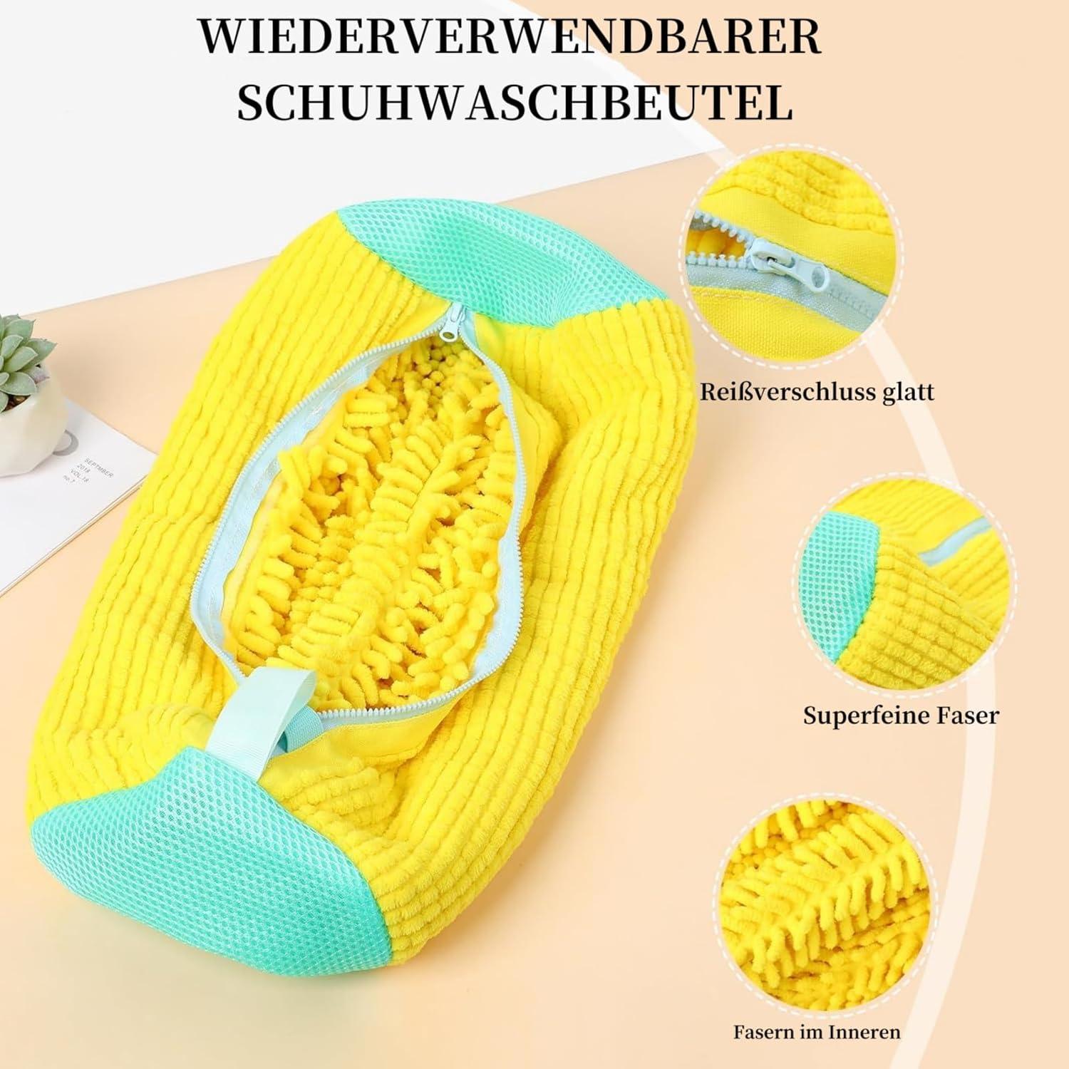 Schuhwaschbeutel 360° Reinigung Stoßdämpfend lärmmindernd Gelb 2er