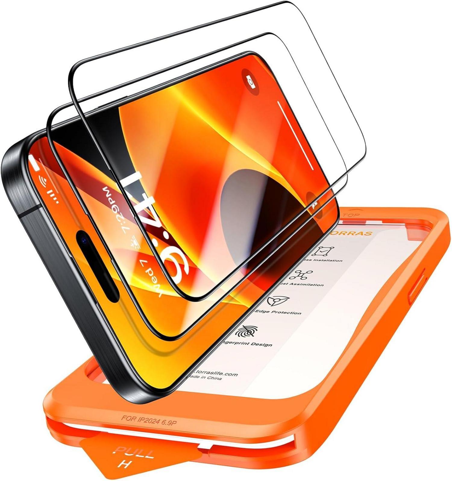 Panzerglas Schutzfolie für iPhone 16 Pro [2 Stück] 9H+ Full Screen