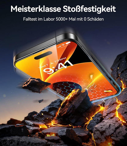Panzerglas Schutzfolie für iPhone 16 Pro [2 Stück] 9H+ Full Screen