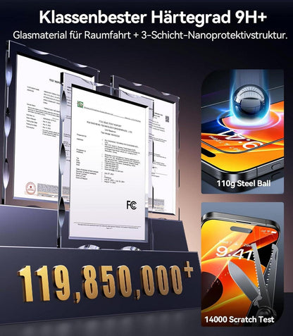 TORRAS Panzerglas für iPhone 16 Pro Schutzfolie 9H+ 2 Stück
