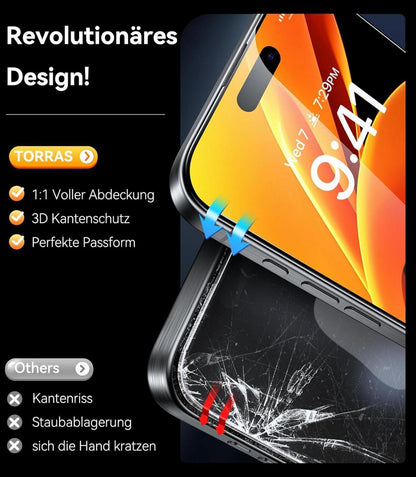 TORRAS iPhone 16 Pro Panzerglas Schutzfolie 9H+ 2 Stück