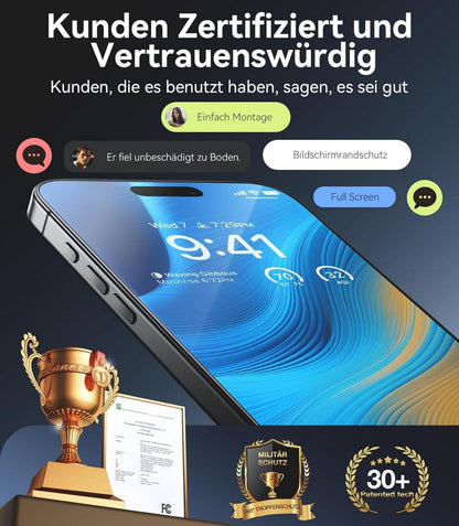 TORRAS iPhone16 Panzerglas Schutzfolie 9H Full Screen 2er
