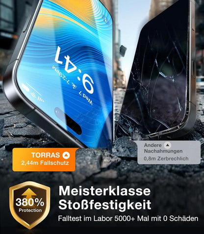 Schutzfolie iPhone 16 Pro Max Panzerglas 9H Full Screen 2er Set