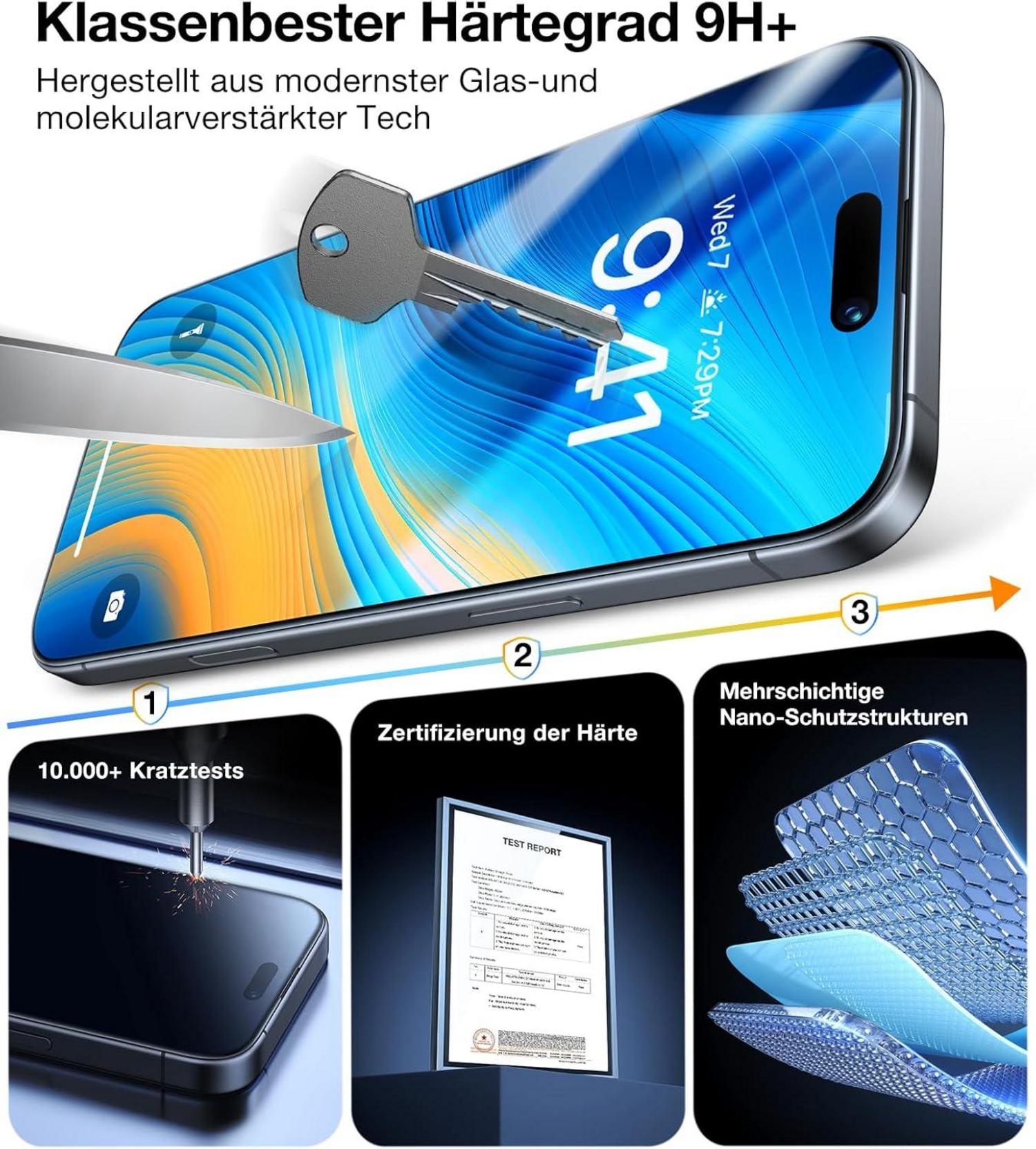 TORRAS iPhone 16 Pro Max Panzerglas Schutzfolie 9H Glas [2