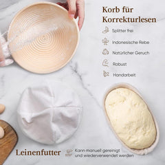 Gärkorb Brotset mit 2 Gärkörben, Sauerteig-Starter, Backzubehör
