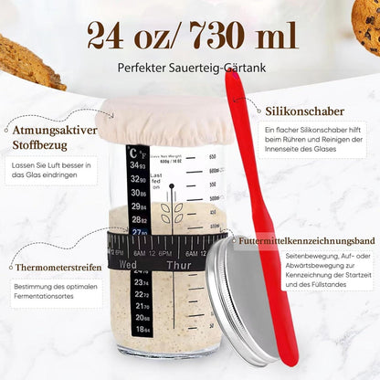 Kixiyou Gärkorb Brot Set mit 2 Gärkörbchen und Sauerteig Starter Set