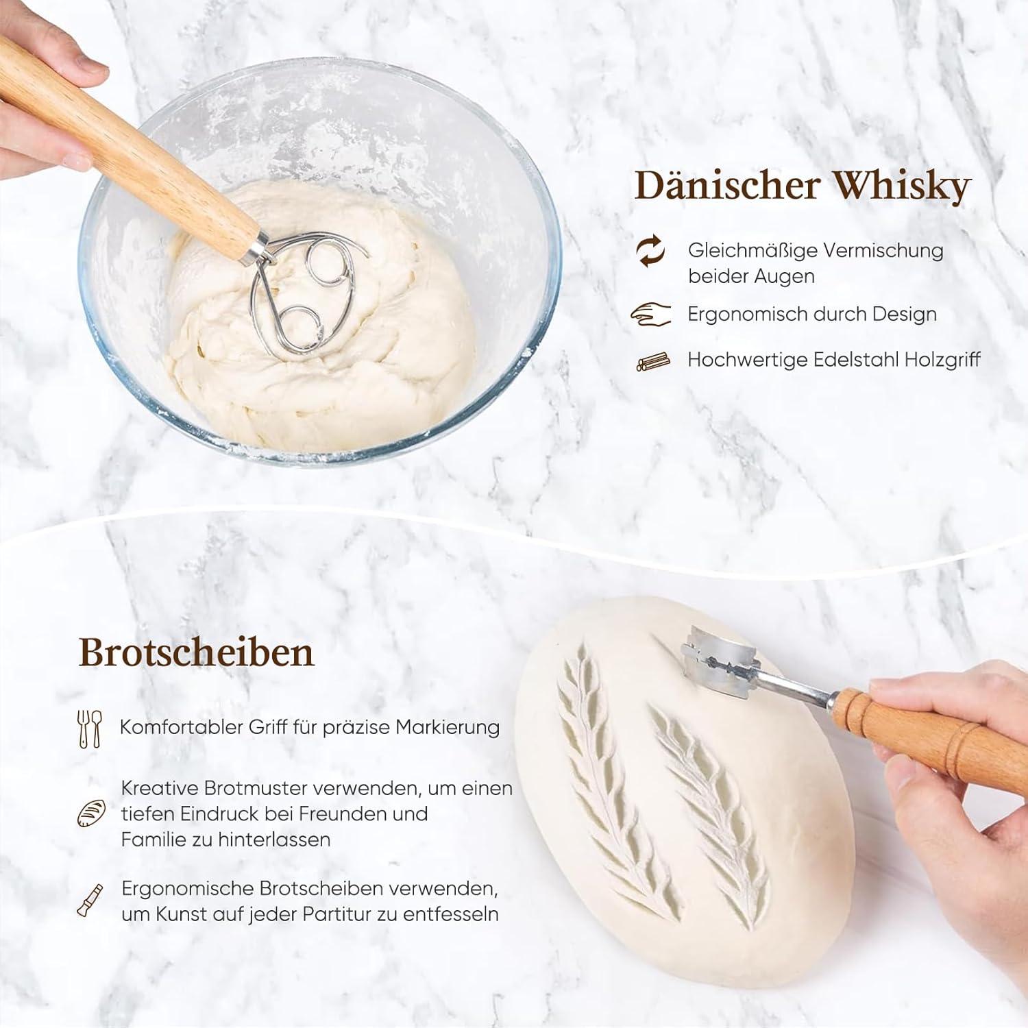 Gärkorb Brot Set mit 2 Gärkörbchen, Sauerteig Starter Set und