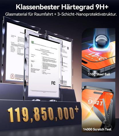 Panzer Schutzfolie für iPhone 16 Plus Full Screen 9H+ 2er Set