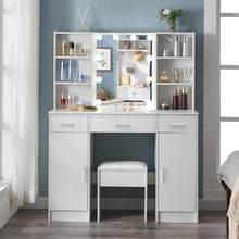 Vanity Desk with LED Mirror and Lights - Buildonely