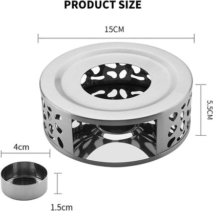 Edelstahl Stövchen Teewärmer mit Teelichthalter Silber