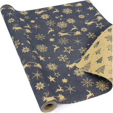 Wendbares Weihnachtsgeschenkpapier Dunkelblau Braun 43cm x 10m