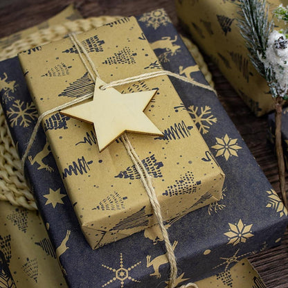 Wendbares Weihnachtsgeschenkpapier Dunkelblau Braun 43cm x 10M