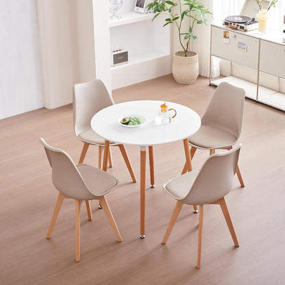 4er Set Esszimmerstühle Modern, Khaki, Buchenbeine