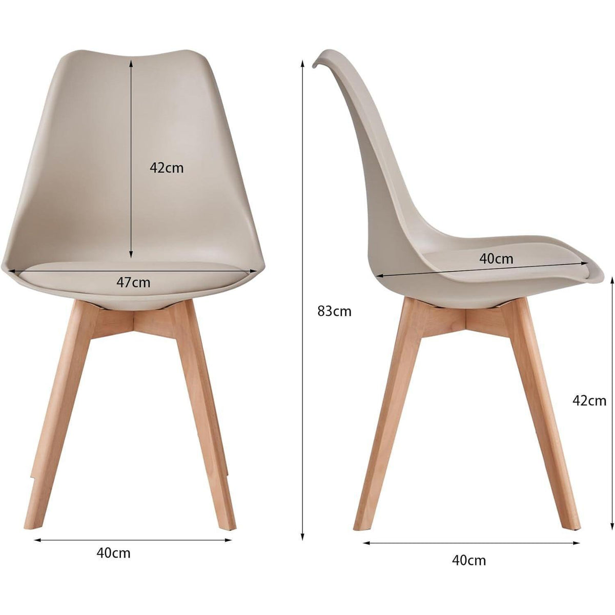 4er Set Esszimmerstühle Modern, Khaki, Buchenbeine
