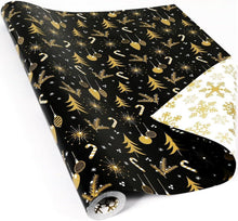 Weihnachtsgeschenkpapier Schwarz Gold Wendbar 43cm x 10M