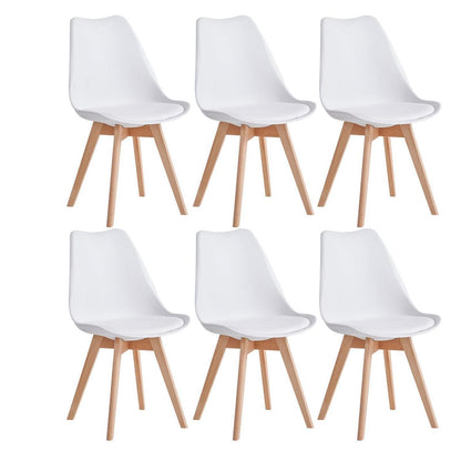 6er-Set Esszimmerstühle Nordic Weiß – Massivholz Buche