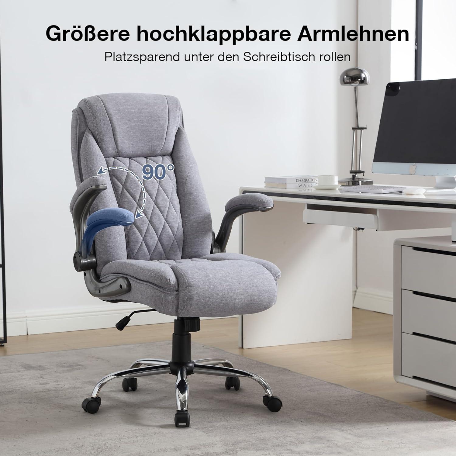 Bürostuhl Leinen 180KG belastbarkeit hohe Rückenlehne extra breiter