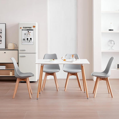 2er-Set Esszimmerstühle Grau – Nordischer Stil mit Buche Beinen