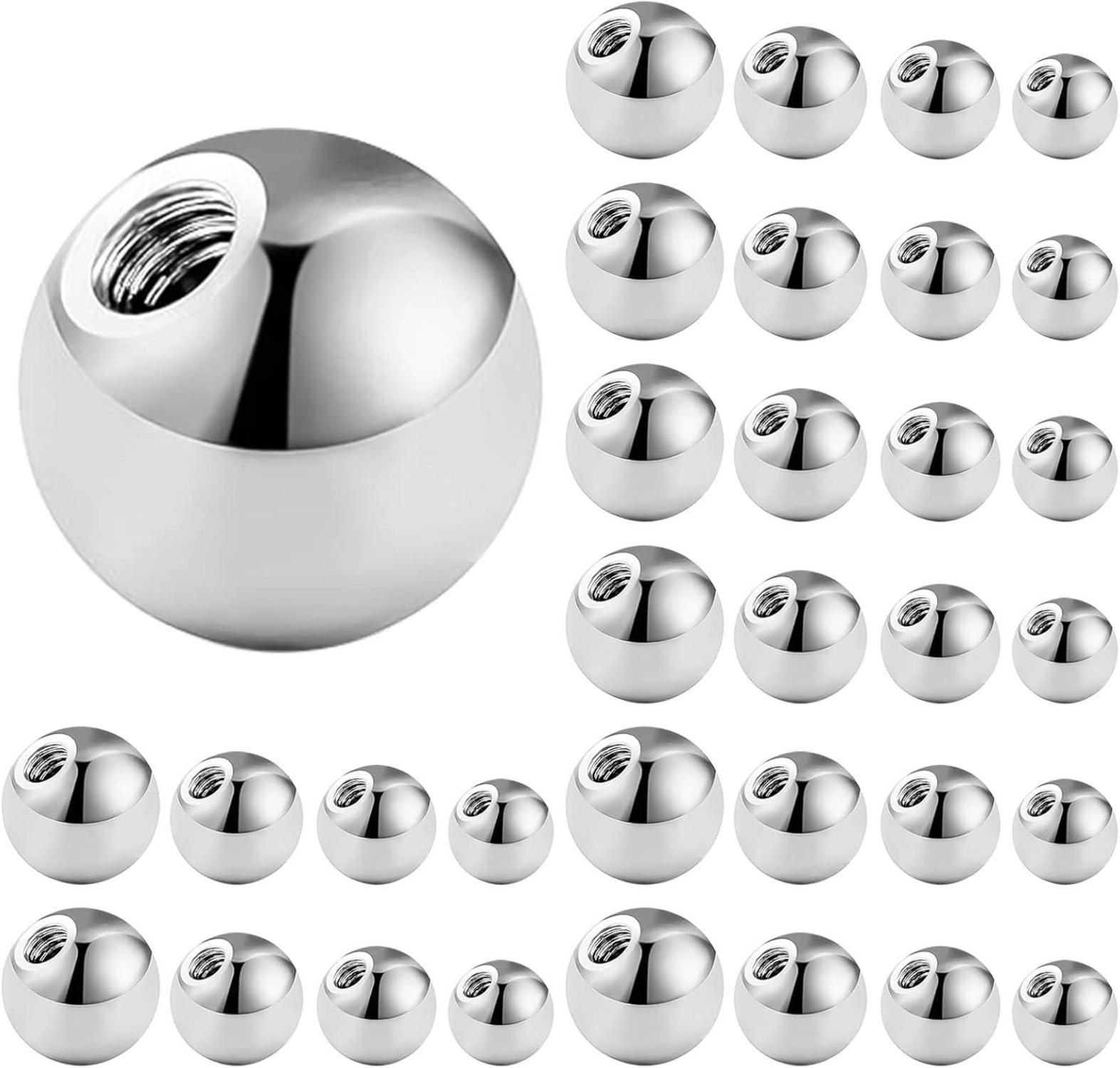 32stk Piercing Kugel 1,2mm Chirurgenstahl Ersatzkugel Silber