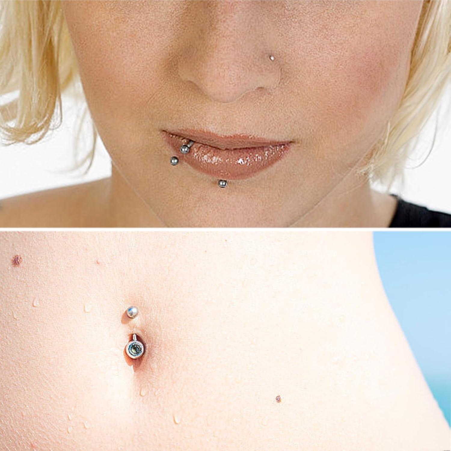 32er Set Piercing Kugel 1,2mm Chirurgenstahl Silber Schraubkugel 3/4/5/6mm
