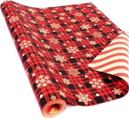 Geschenkpapier Wendbar Weihnachten Schneeflocke Kariert 43cm 10M