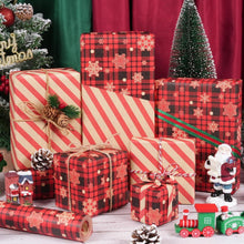 Wendbares Weihnachtsgeschenkpapier in Rot Schwarz Karo