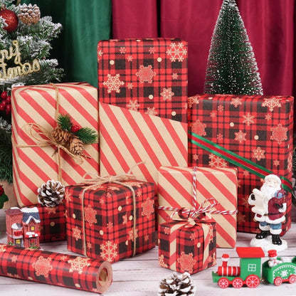 Wendbares Weihnachtsgeschenkpapier in Rot Schwarz Karo