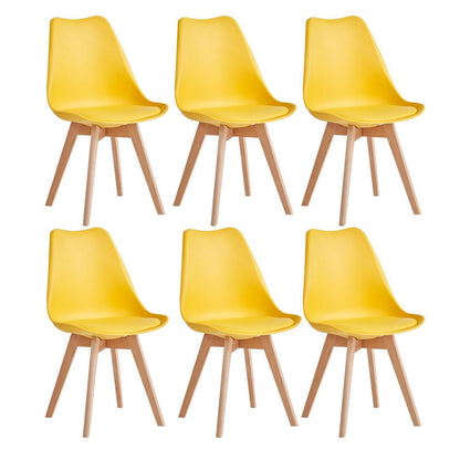 6er Set Esszimmerstühle Modern Gelb mit Buchenbeinen