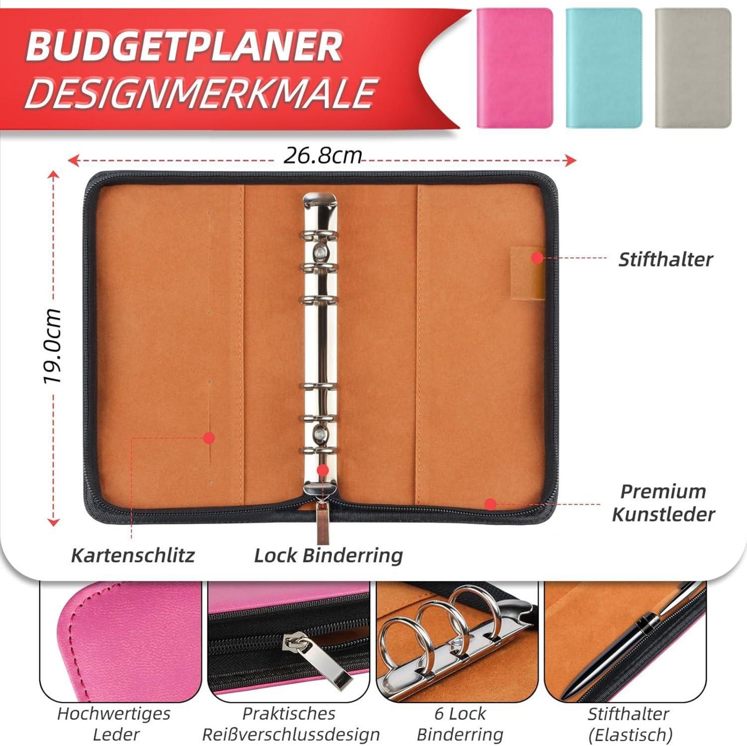 Upgrade Budget Planner Deutsch mit Reißverschluss & 8 Spar Challenges