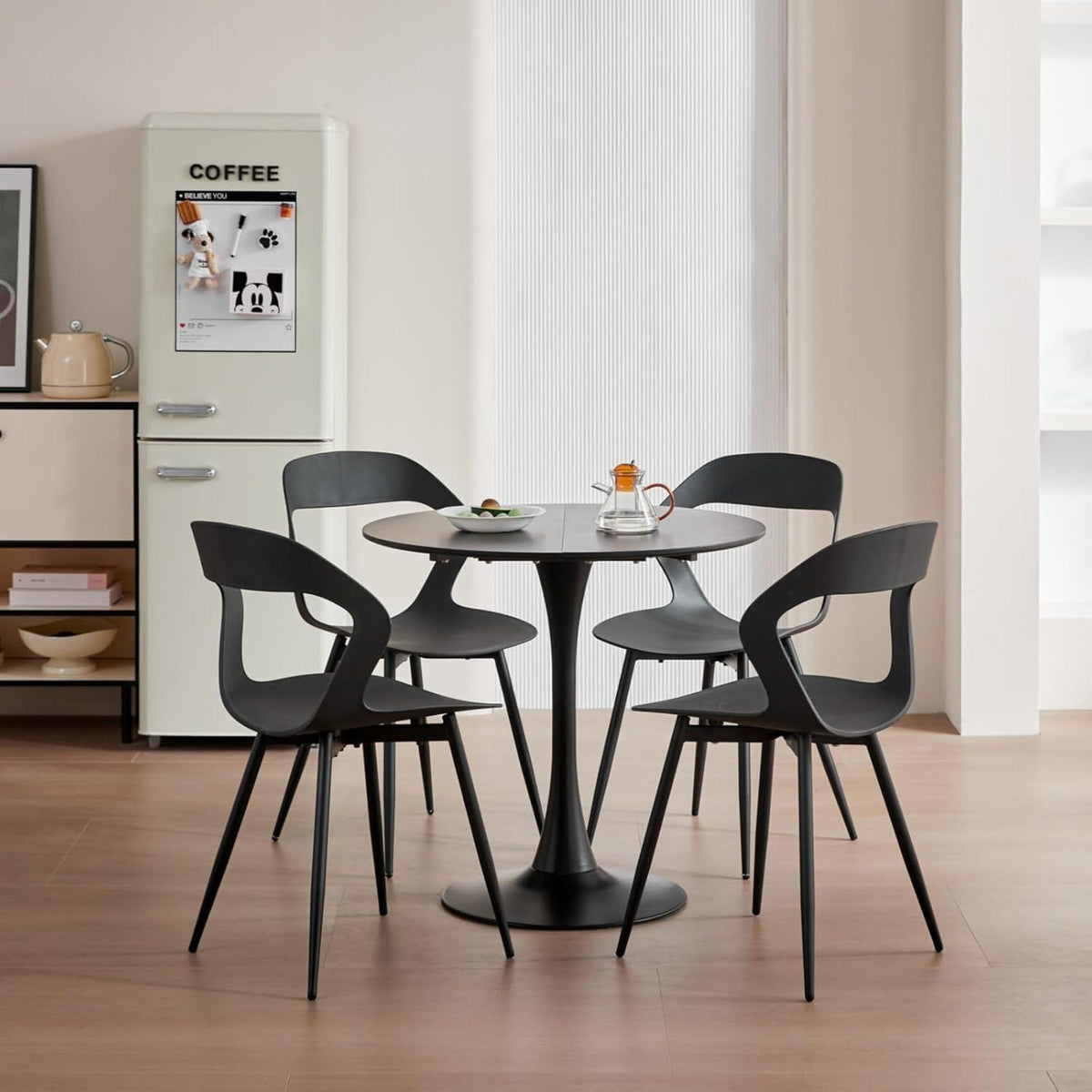 Nordischer Esszimmerstuhl 6er Set mit Metallbeinen, Schwarz