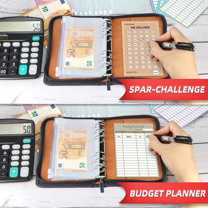 Budget Planner A6 Deutsch - Budgetplaner mit Reißverschluss & Spar Challenges