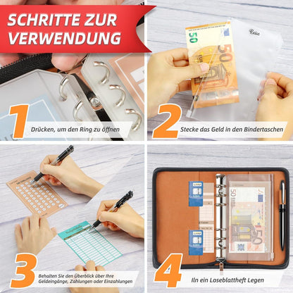 Upgrade Budget Planner Deutsch mit Reißverschluss - Bugetplaner Deutsch 8 Sparchallenges - Finanzplaner Haushaltsbuch A6