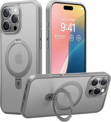 iPhone 16 Pro Max Hülle MagSafe Militärischer Schutz Grey Ostand