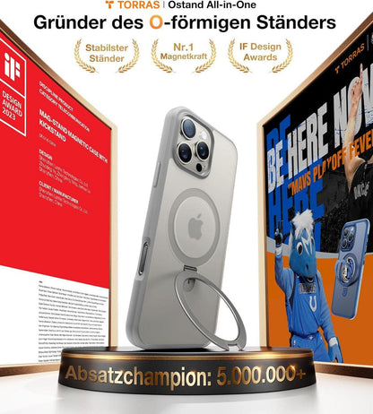 TORRAS Ostand iPhone 16 Pro Hülle MagSafe Militärischer Schutz Grau
