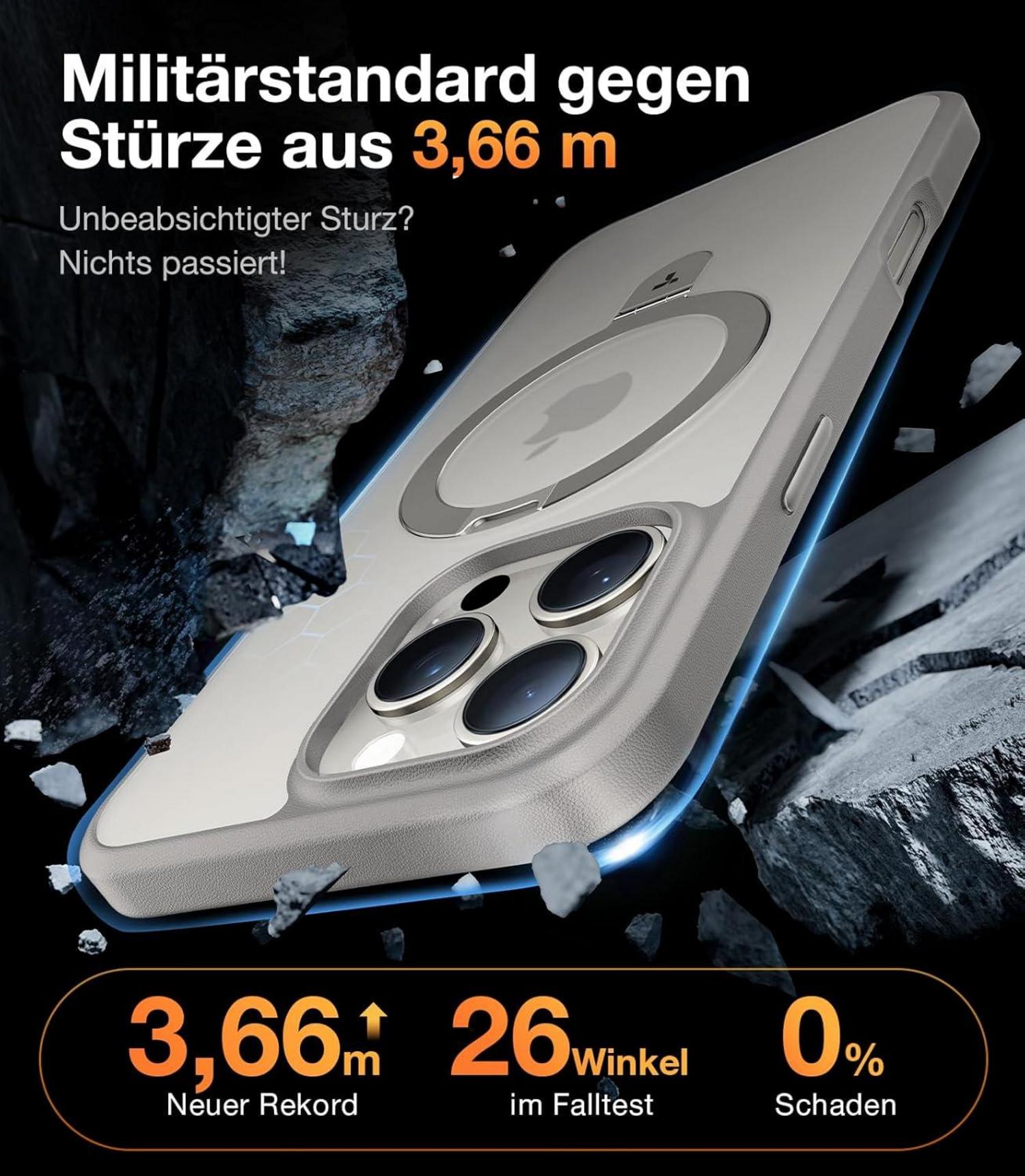 iPhone 16 Pro Hülle MagSafe Titan Grau Militärischer Schutz