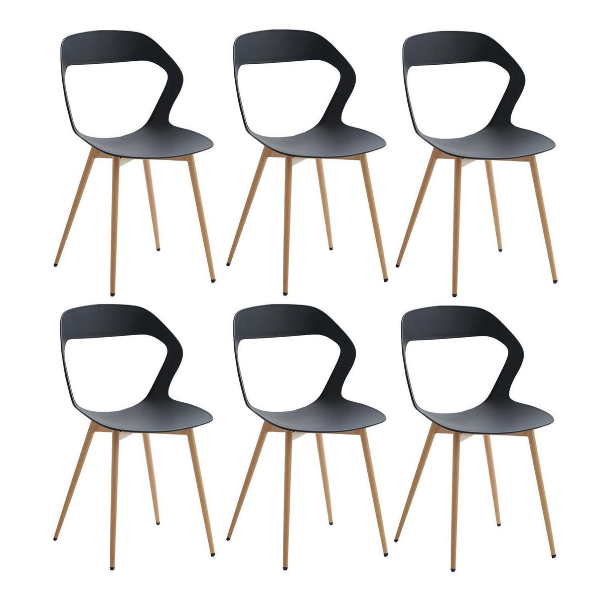 Nordischer Esszimmerstuhl Set 6er – Schwarz & Holz, Modern & Bequem