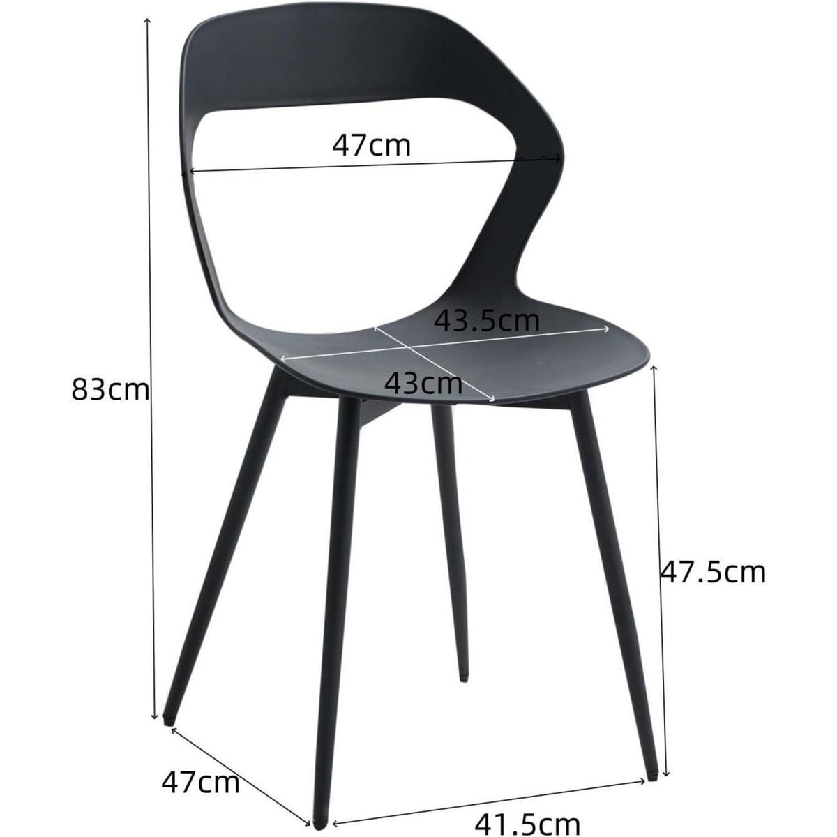 Nordischer Esszimmerstuhl Set 4er – Schwarz, Metallbeine