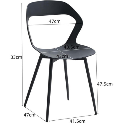 Nordischer Esszimmerstuhl Set 4er – Schwarz, Metallbeine