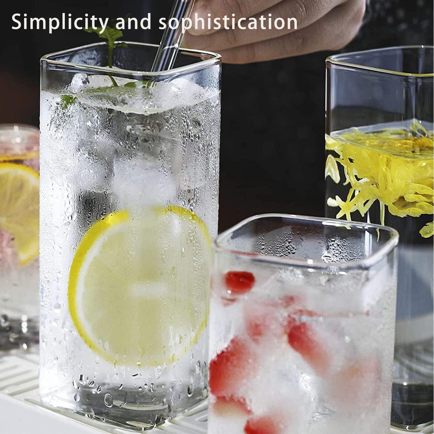 Quadratische Gläser Set Modern Longdrink Wassergläser Partyglas 400ml