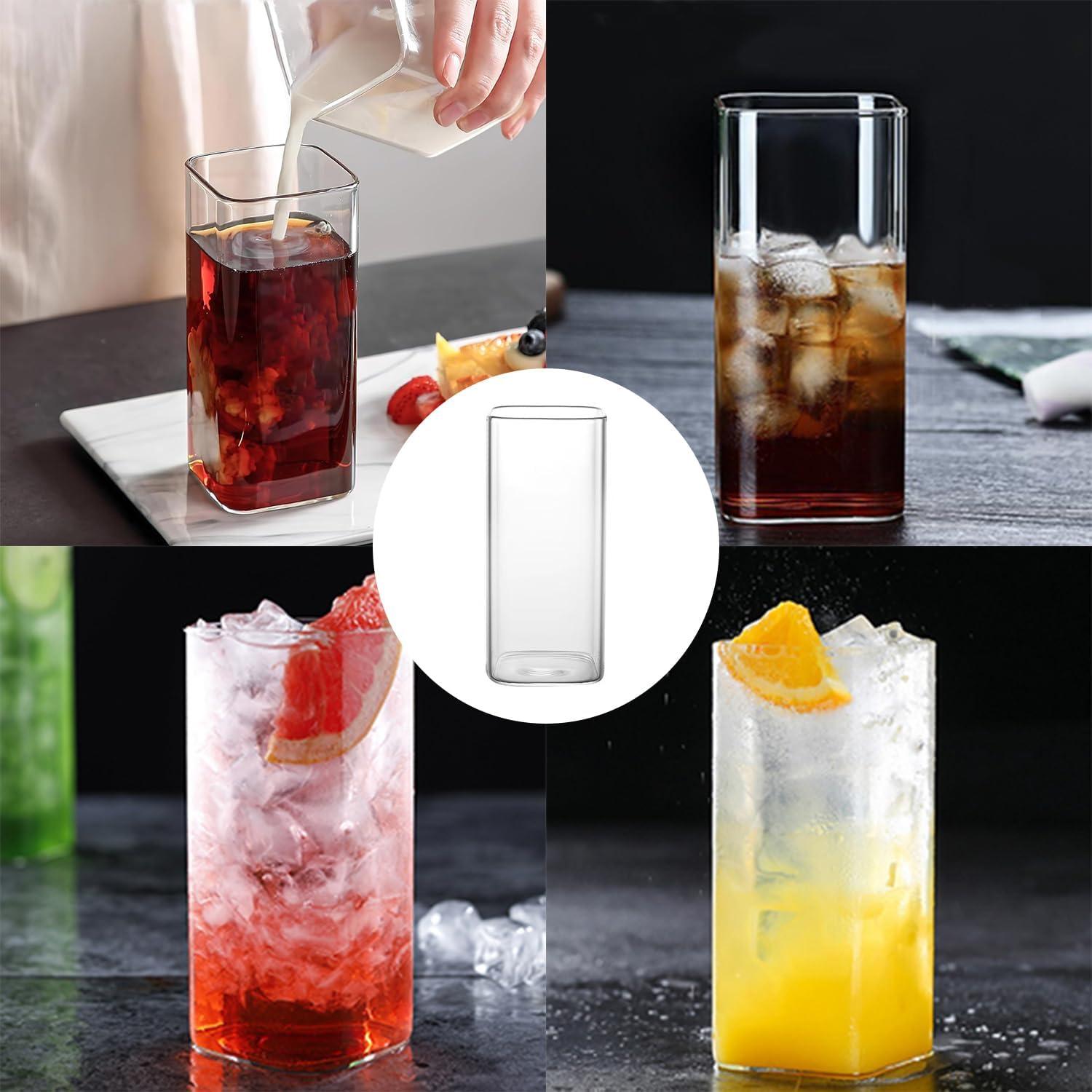 3er Set Quadratische Gläser Cocktail Longdrink Wassergläser 400ml