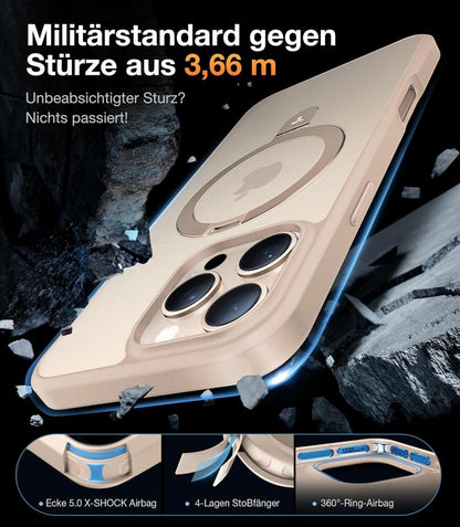 TORRAS Ostand iPhone 16 Pro Max Hülle MagSafe Militärischer Schutz Gold