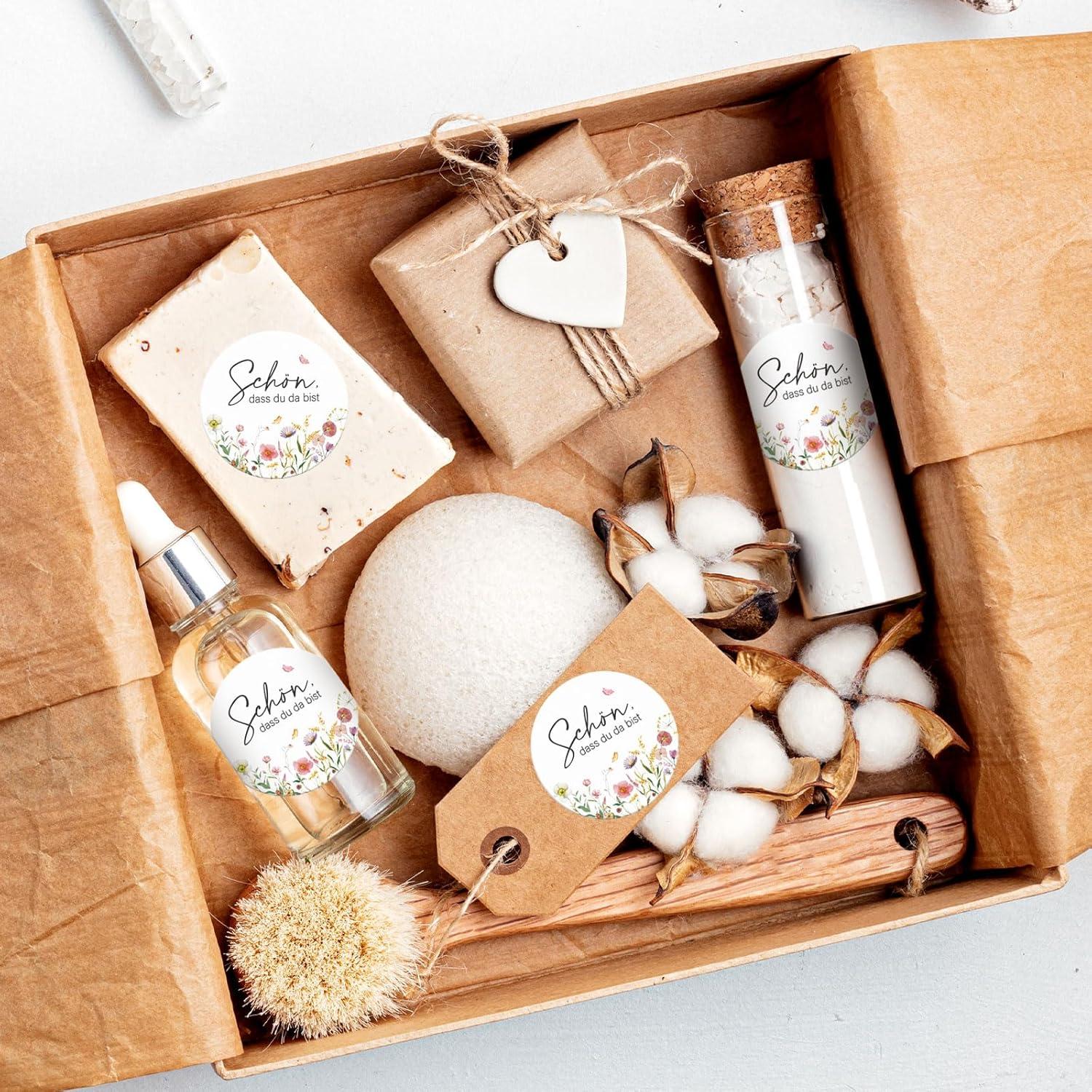 Hochzeit Gastgeschenke Aufkleber Blumenstil 120 Stück 4cm Schön dass du da bist