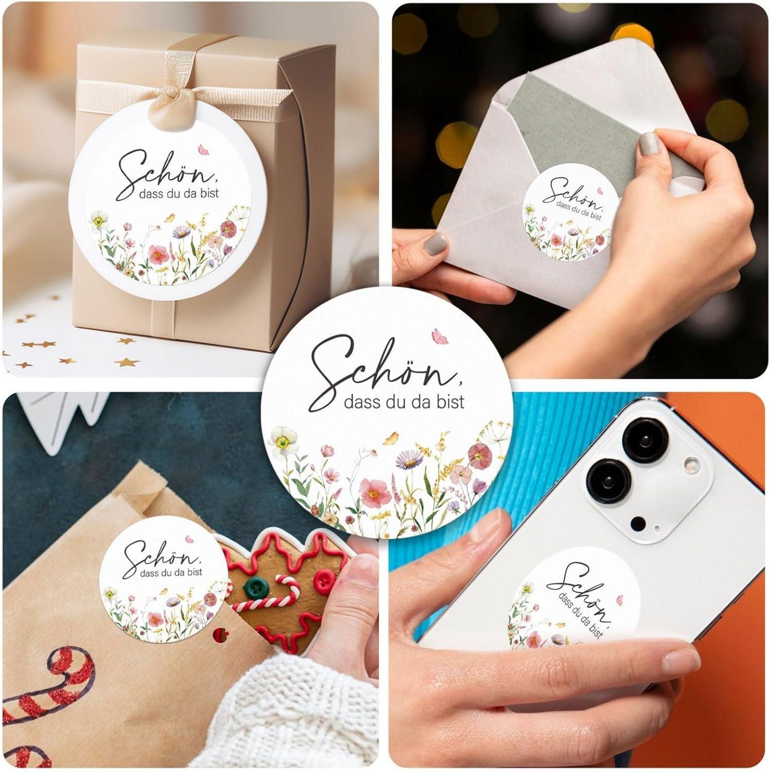 120 Stück Gastgeschenke Hochzeit Aufkleber 4cm Blumenmuster