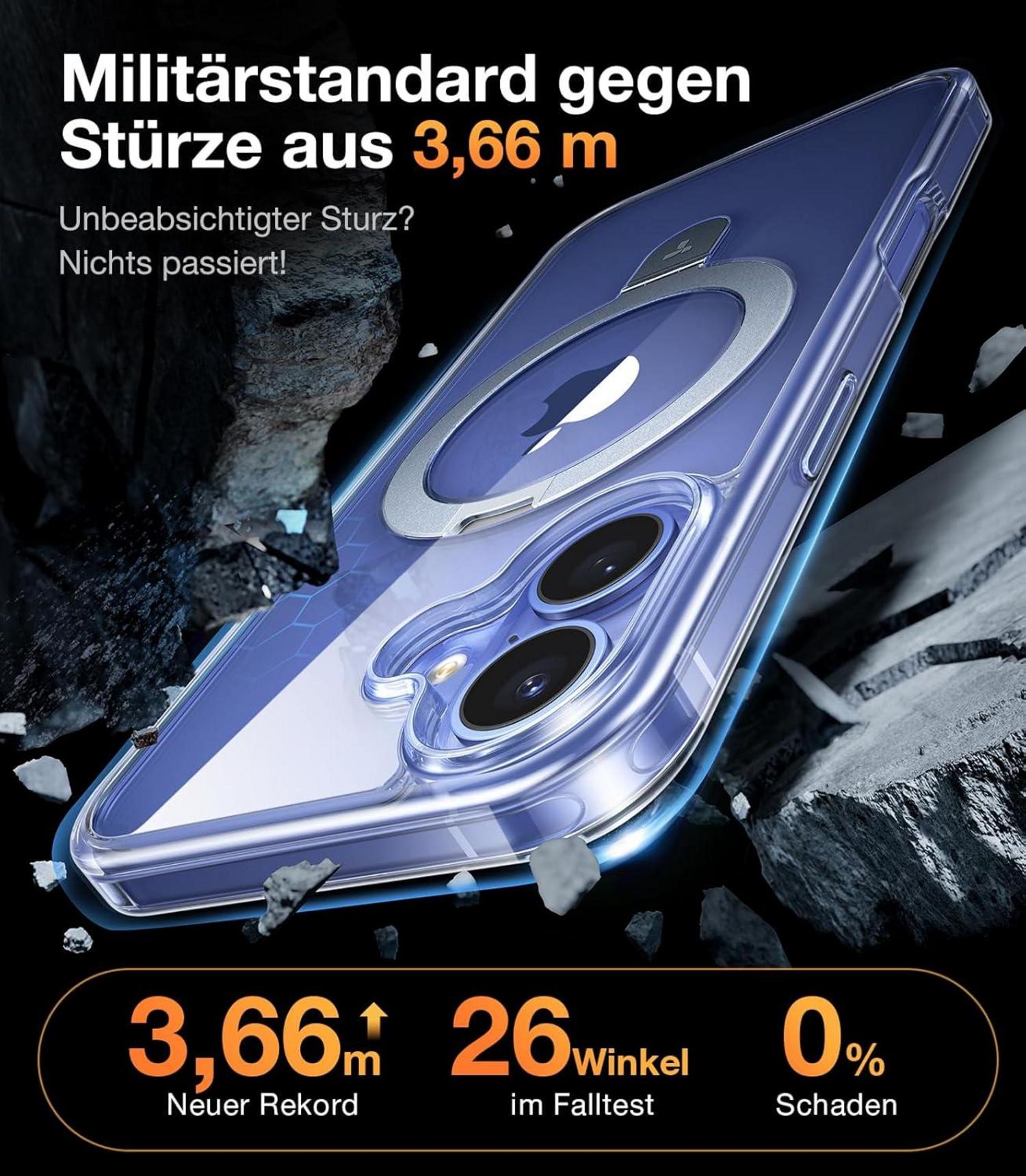 Militärischer Schutz Hülle für iPhone 16 Plus MagSafe Transparent