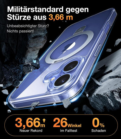 Militärischer Schutz Hülle für iPhone 16 Plus MagSafe Transparent