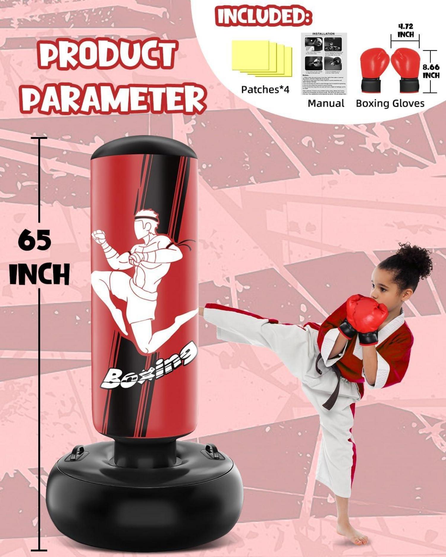 Aufblasbarer Boxsack Kinder 165cm MMA Karate Taekwondo Energieabbau