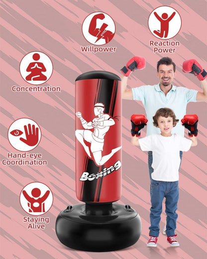 Boxsack Stehend 165cm für Kinder mit Boxhandschuhen MMA Karate Taekwondo