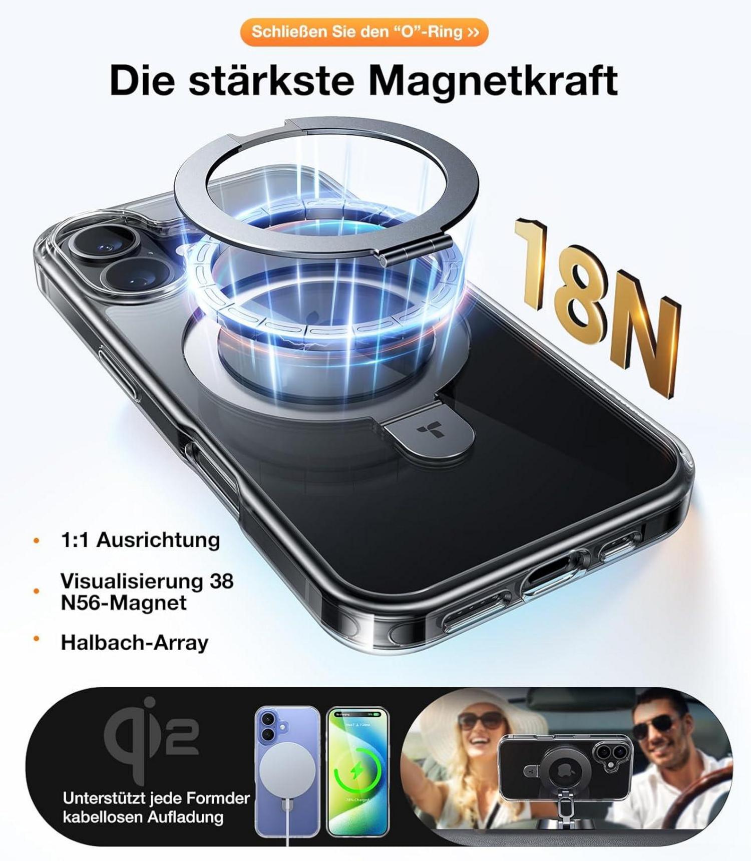 iPhone 16 Hülle MagSafe Ostand Militärischer SchutzTransparent